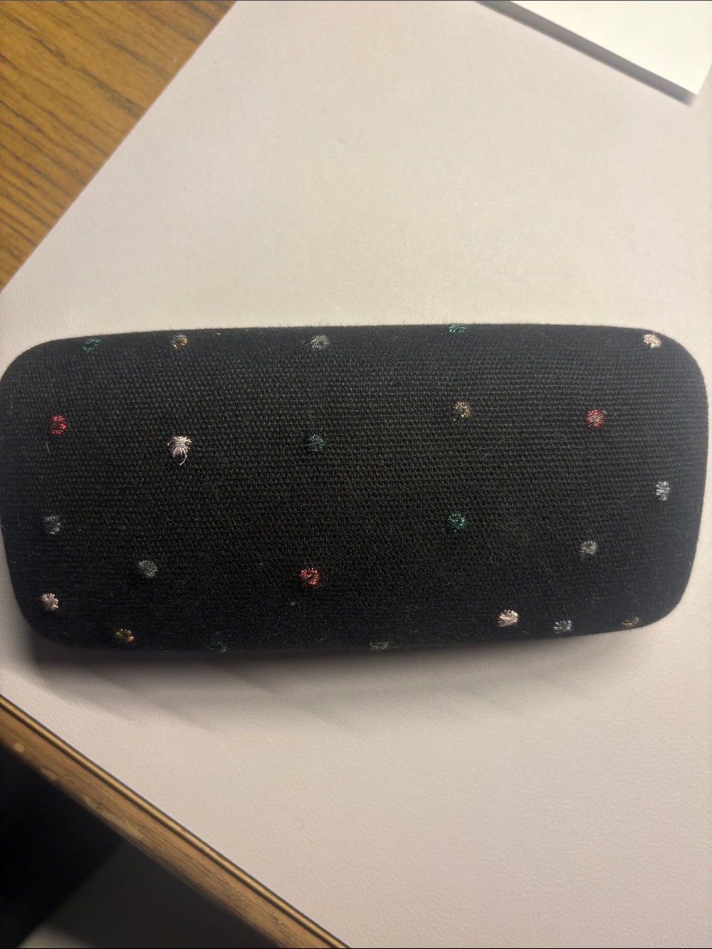 Madewell Black Embroidered Polka Dot Eyeglass Case